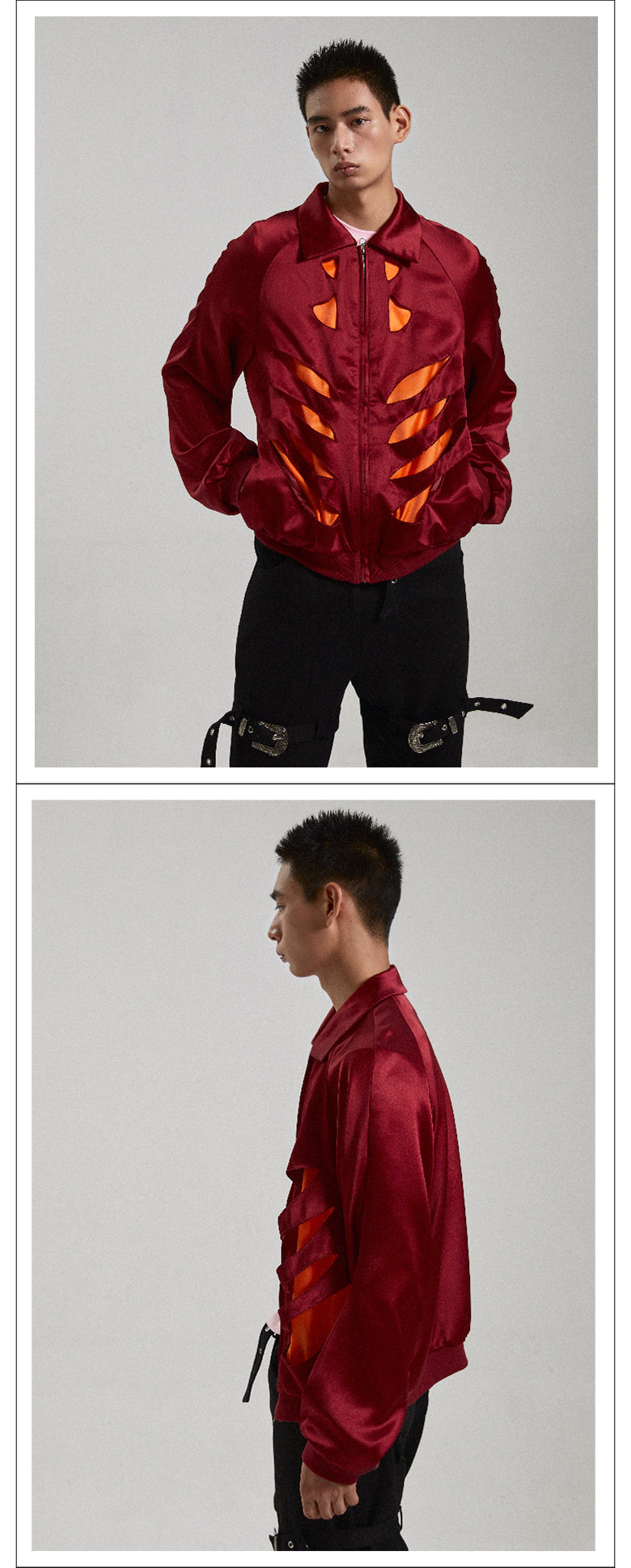 Skeleton hollowed out air force jacket