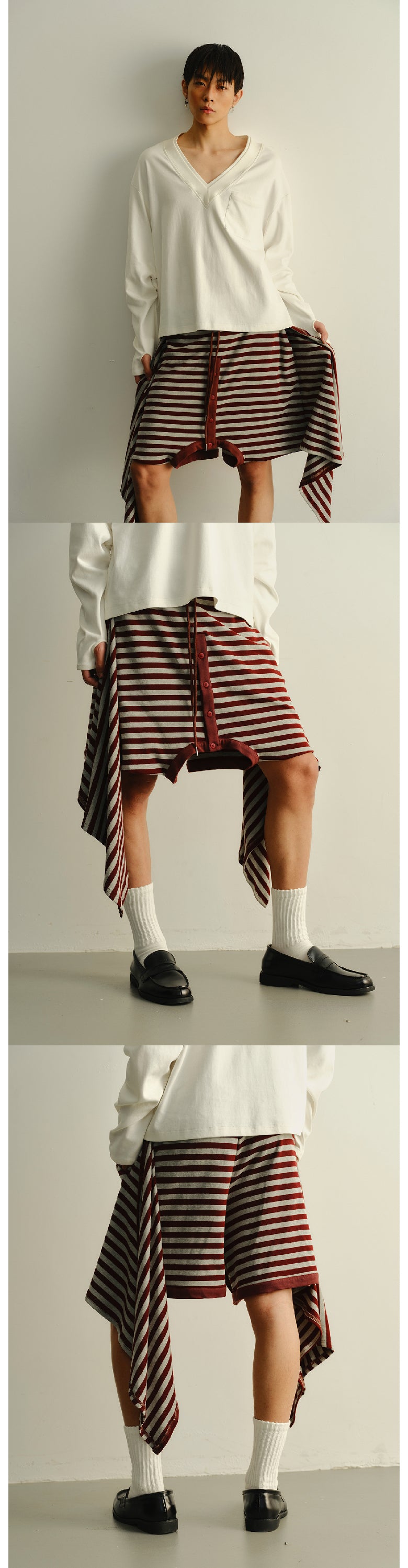 Stripe reversed sweatshirt shorts