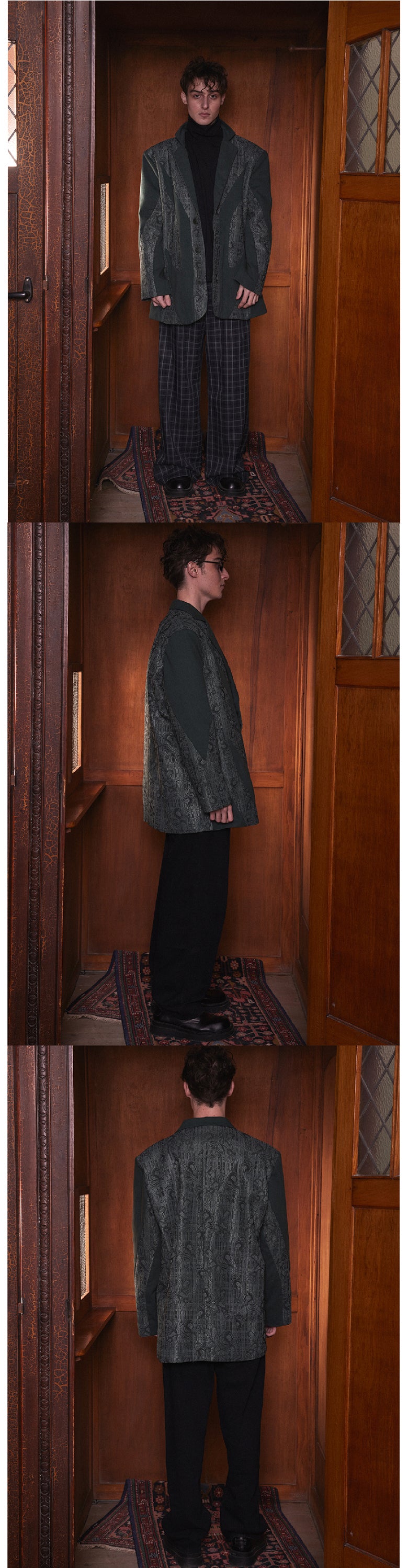 Dark green lace patchwork suit