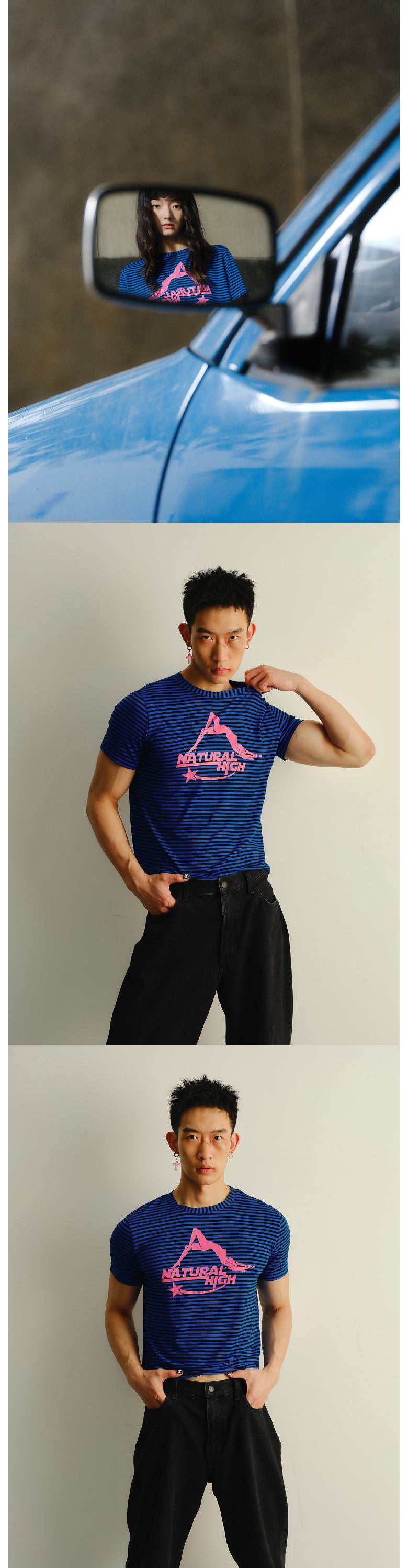 Blue striped natural T-shirt