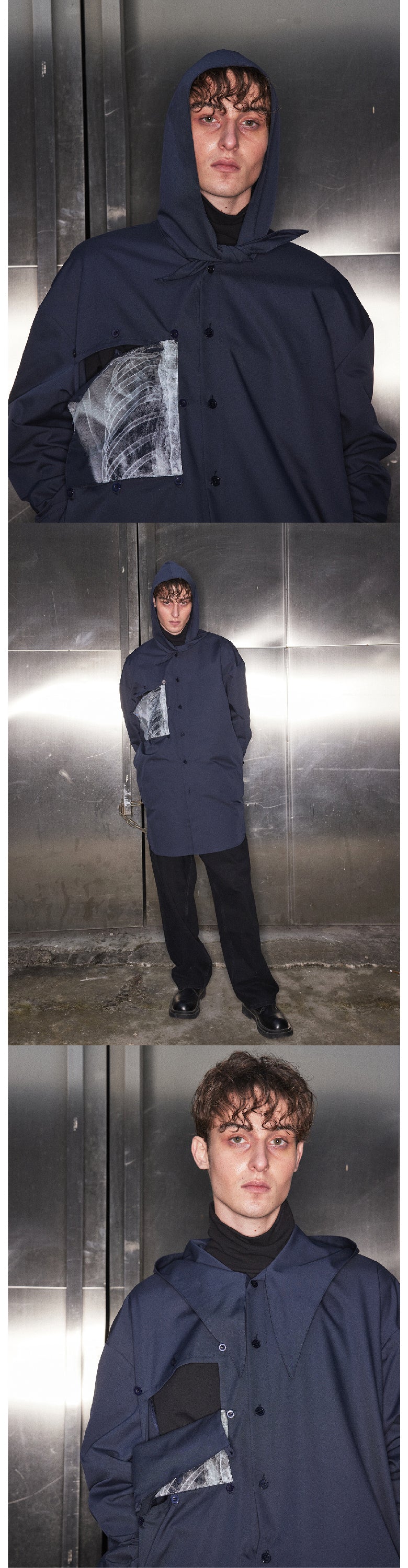 Silhouette hooded scarf shirt