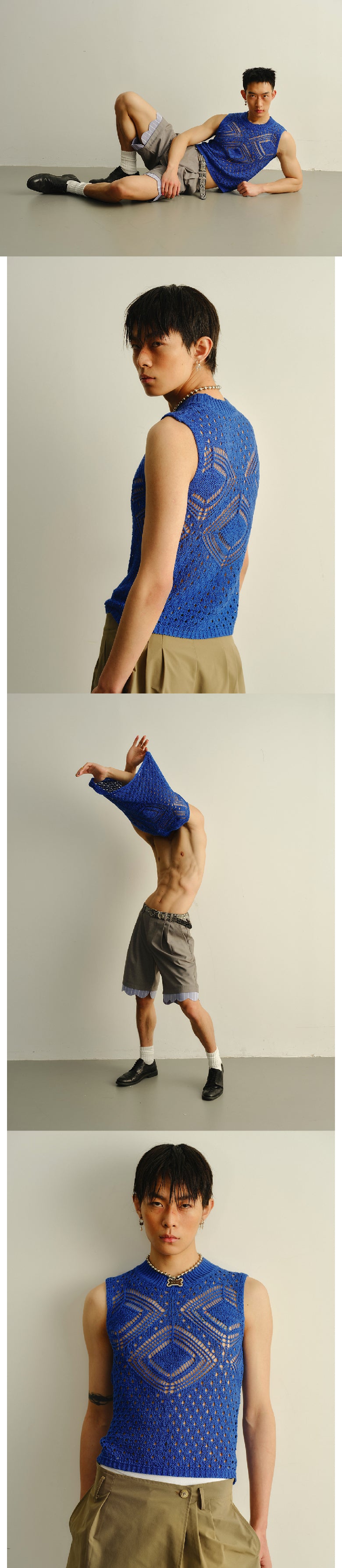 Hollow out sleeveless knitted sweater