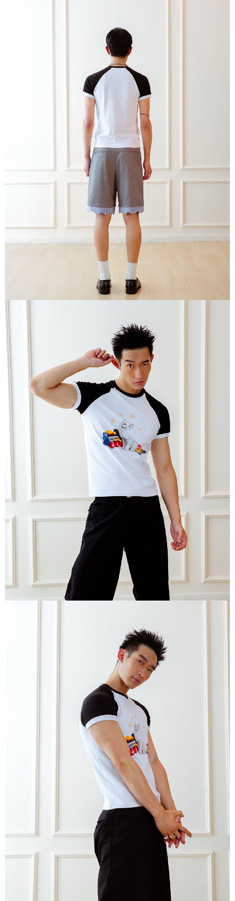 Kitten building block shoulder T-shirt