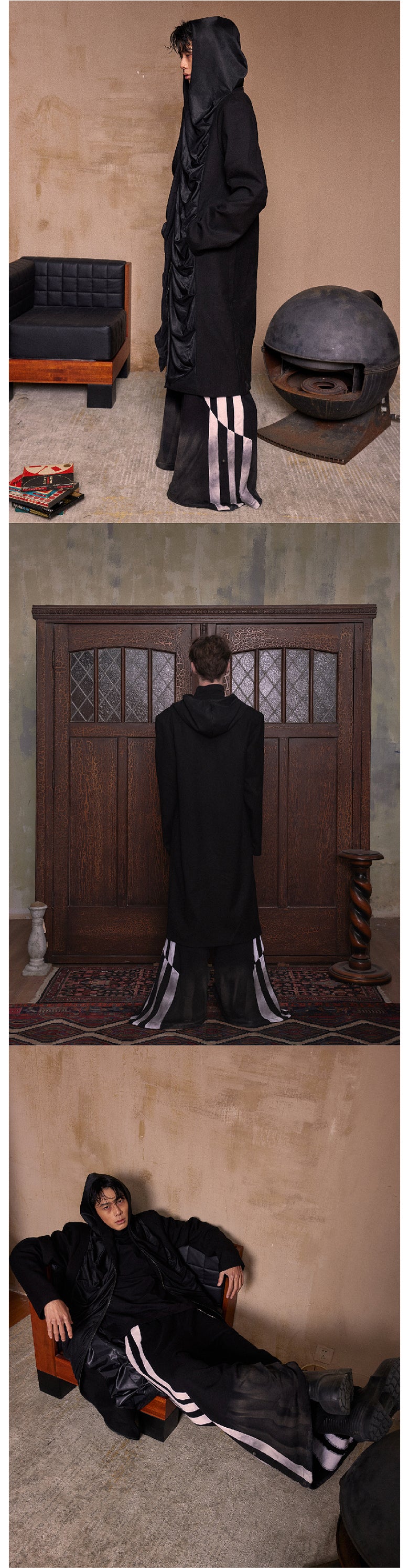 Two tone printed wide leg sports pants