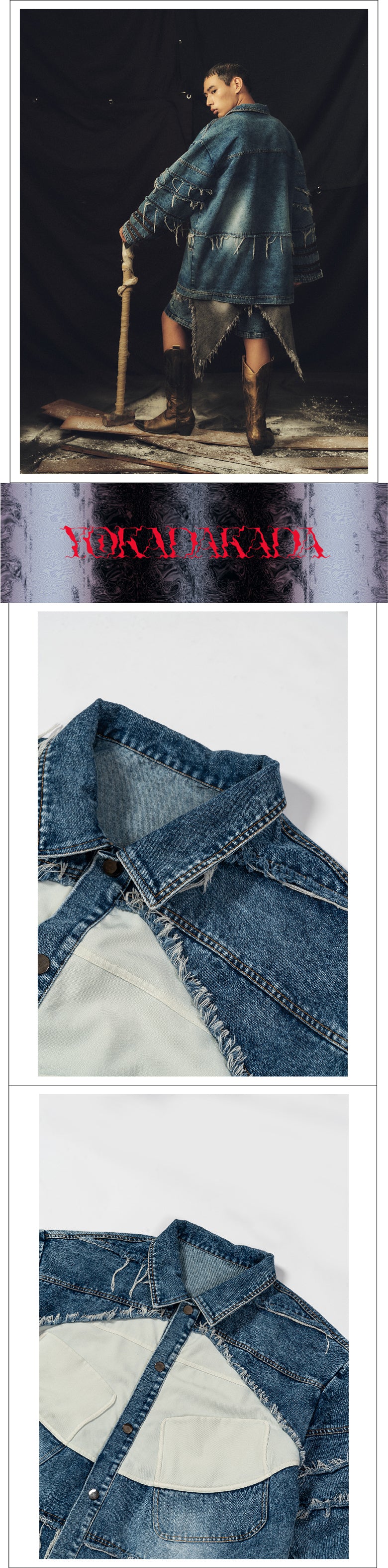 Edge stacked wide denim jacket