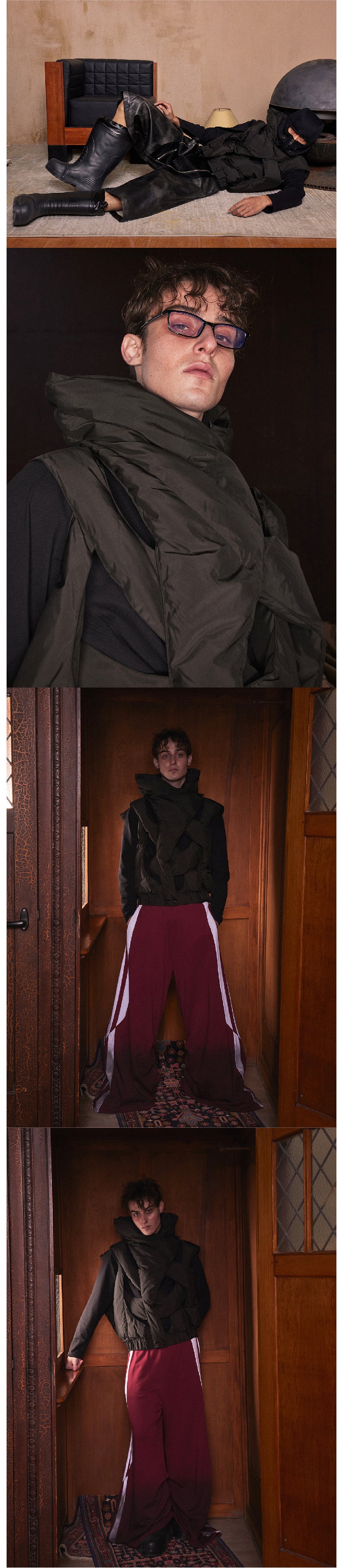 Hollow out dark cross cotton vest