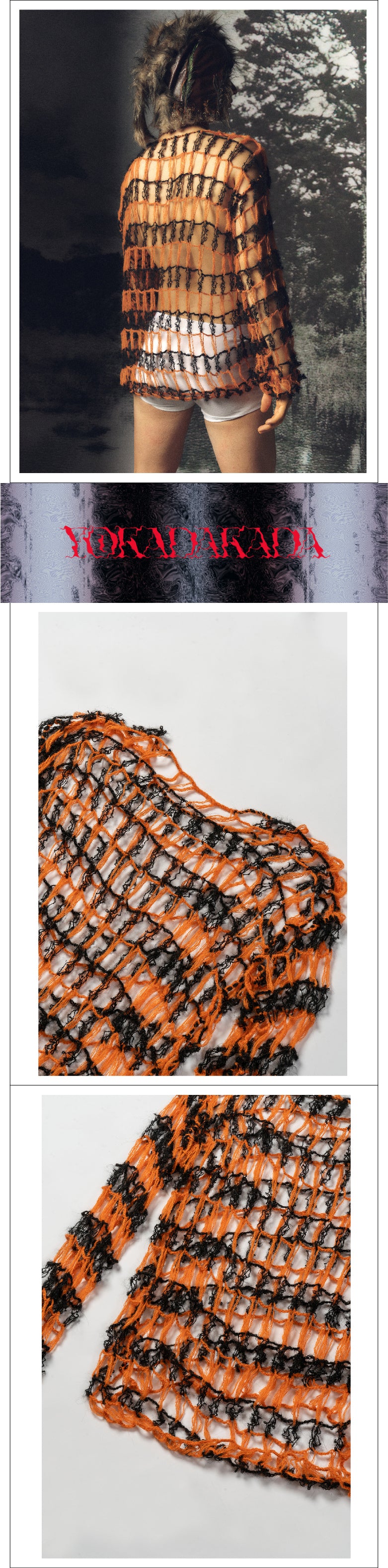 Large hollow out two tone sweater