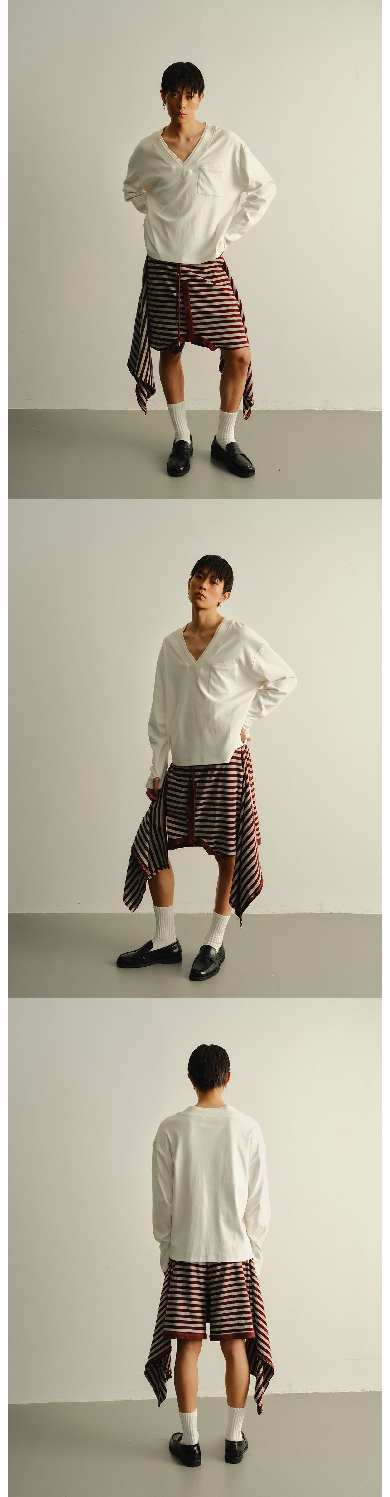 Stripe reversed sweatshirt shorts