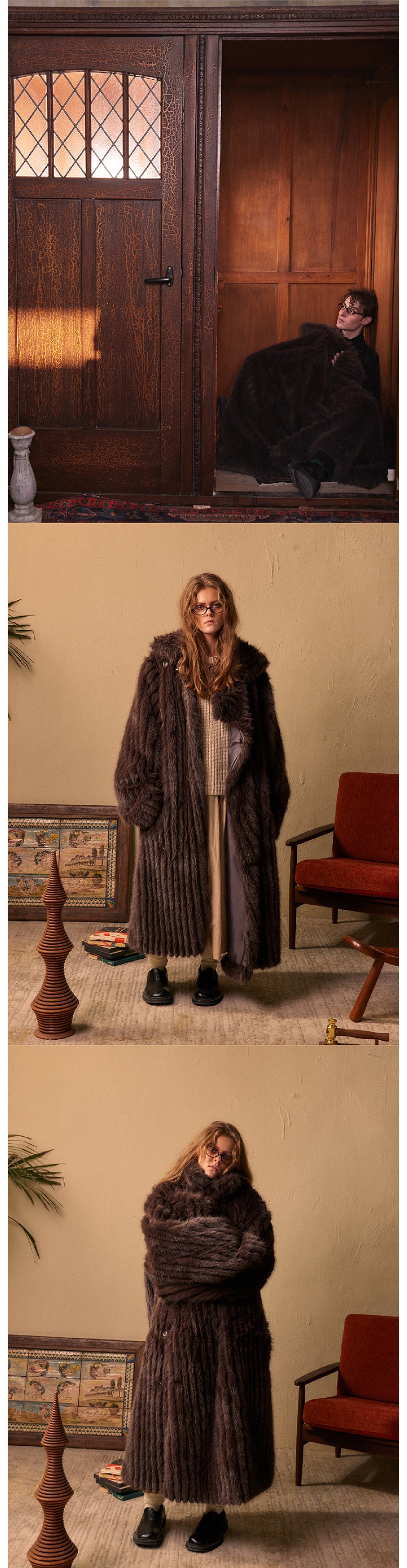 Deep brown long eco-friendly coat