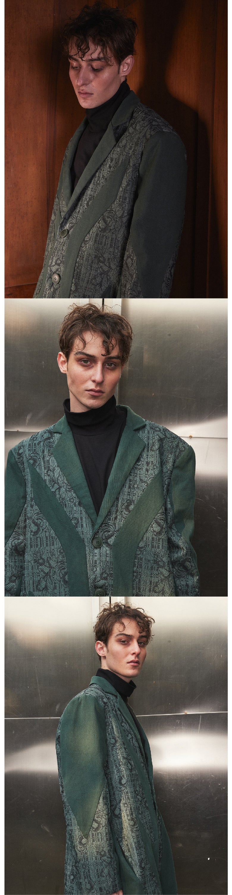 Dark green lace patchwork suit