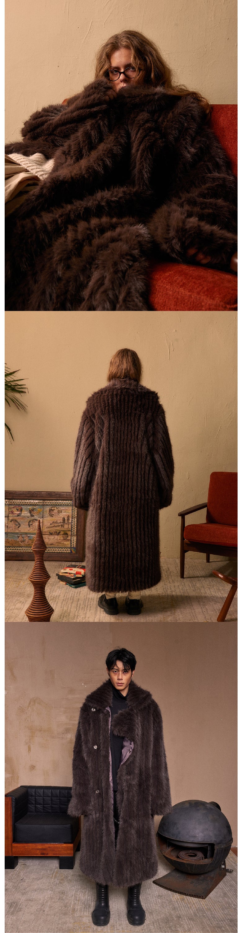 Deep brown long eco-friendly coat