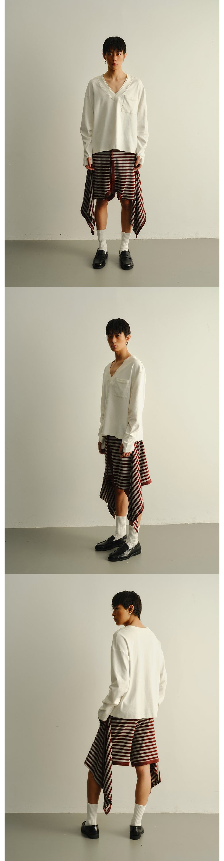 Stripe reversed sweatshirt shorts