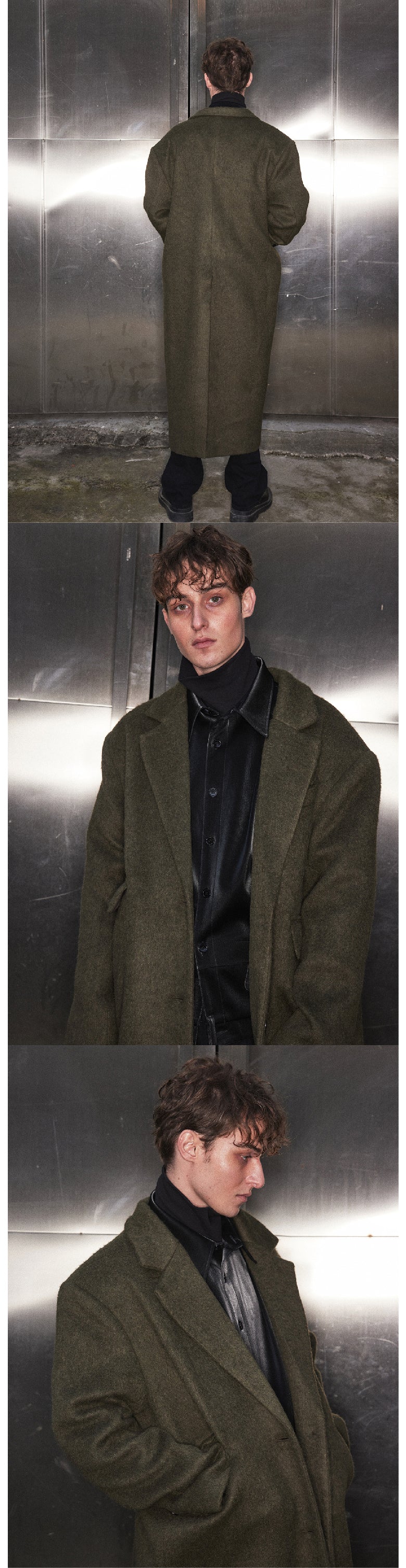 Wool wool oversized long jacket