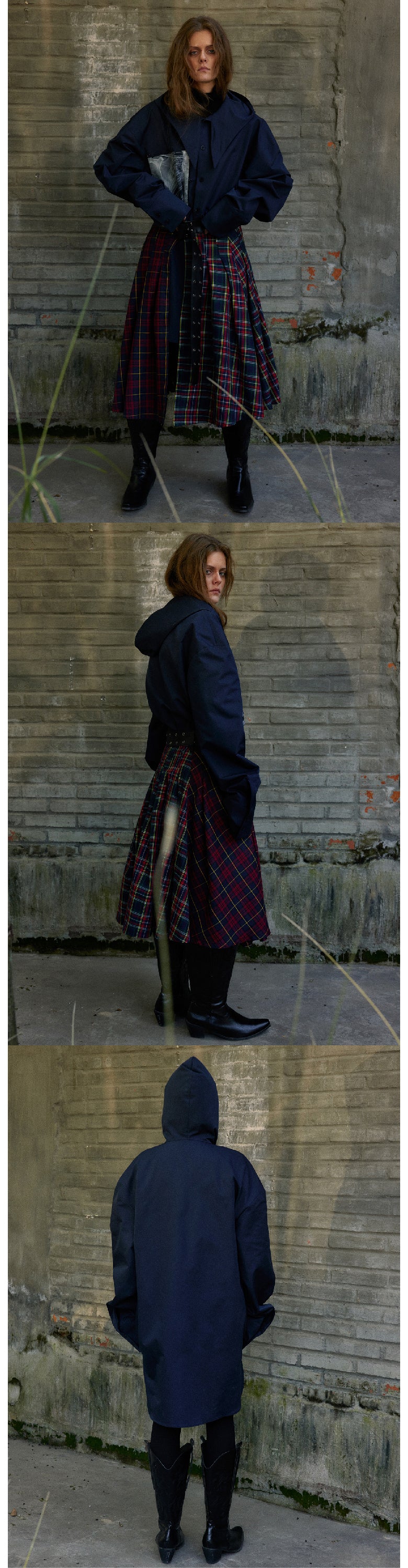 Silhouette hooded scarf shirt