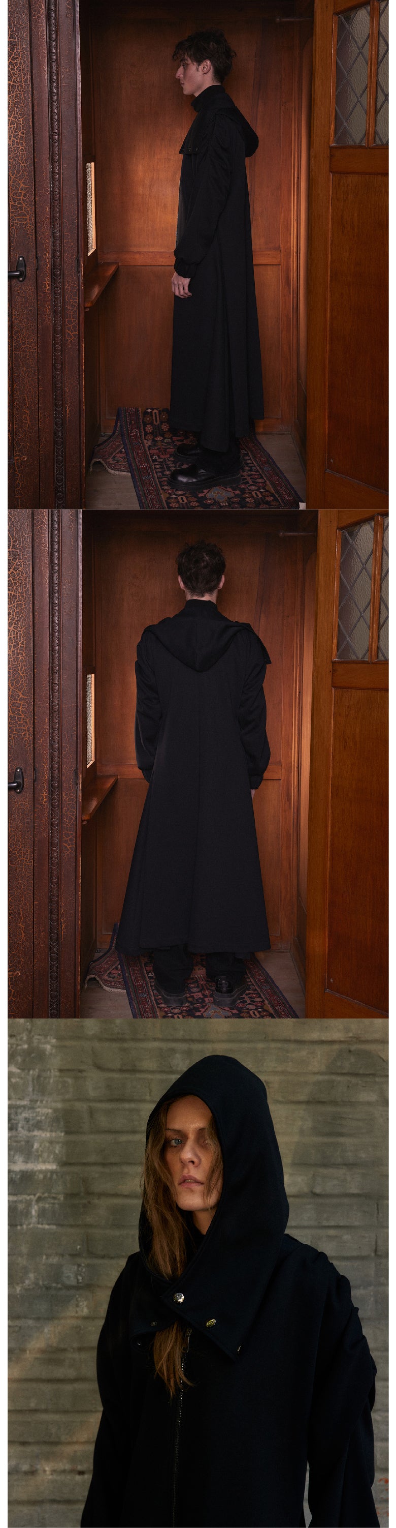 Hooded cloak pleated long windbreaker