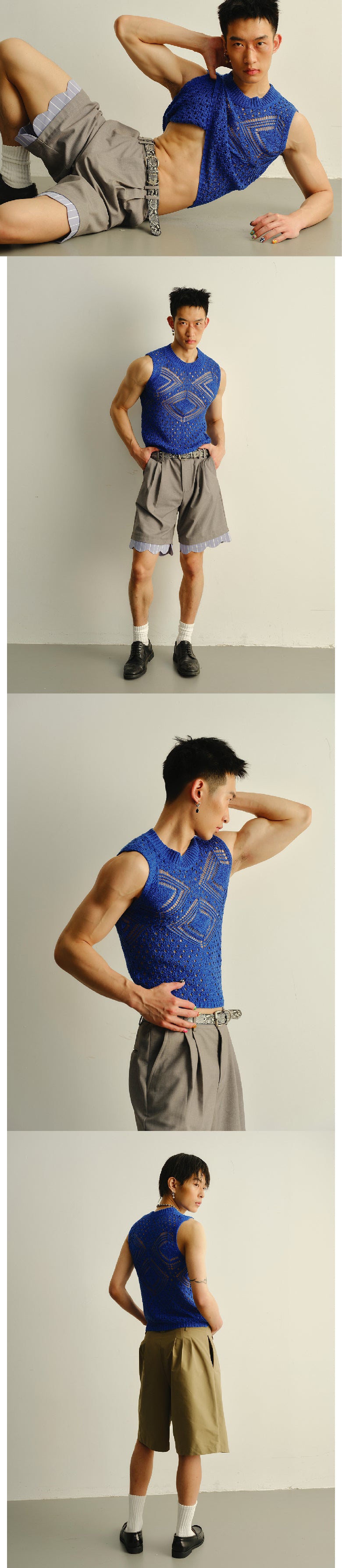 Hollow out sleeveless knitted sweater