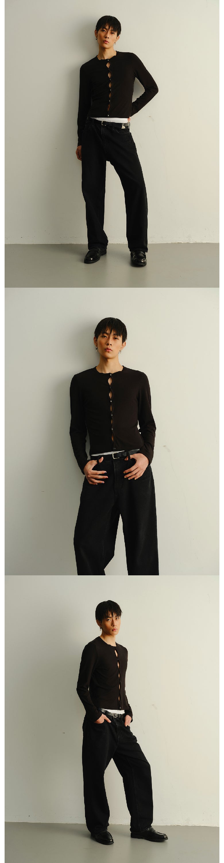 Hollow chest elastic cardigan