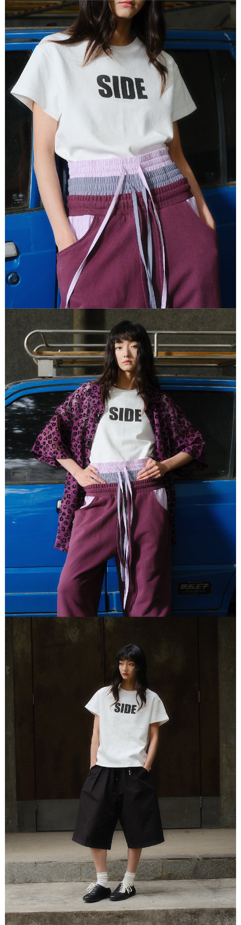 Black and white short sleeved T-shirt