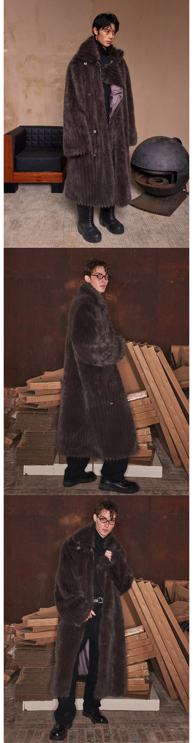 Deep brown long eco-friendly coat