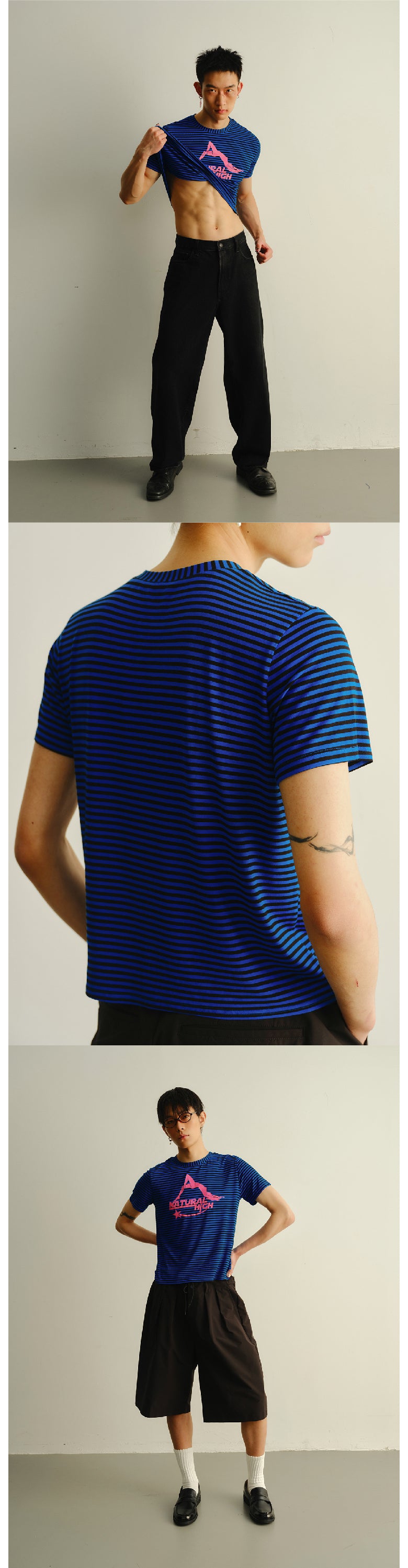 Blue striped natural T-shirt