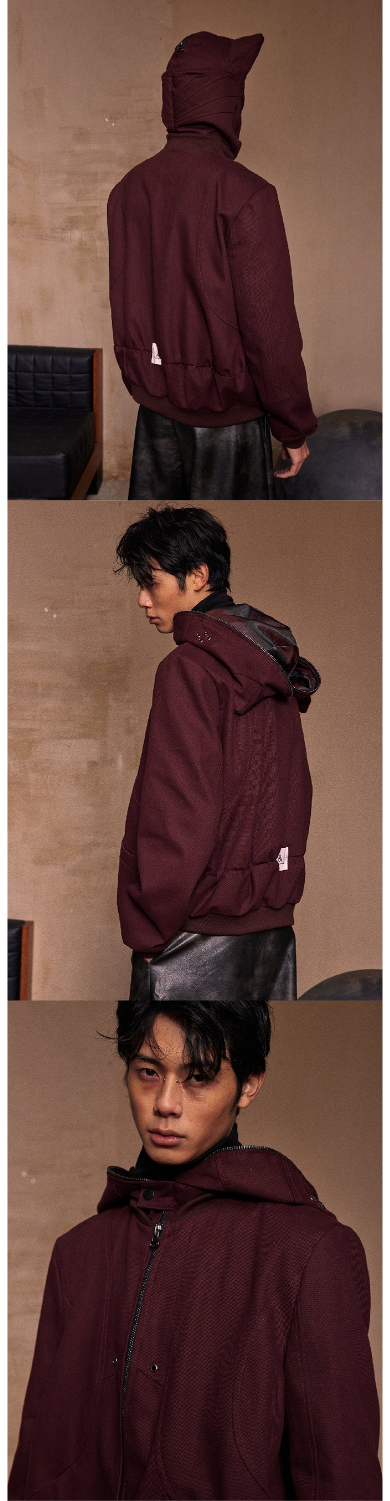 Dark red perforated jacket