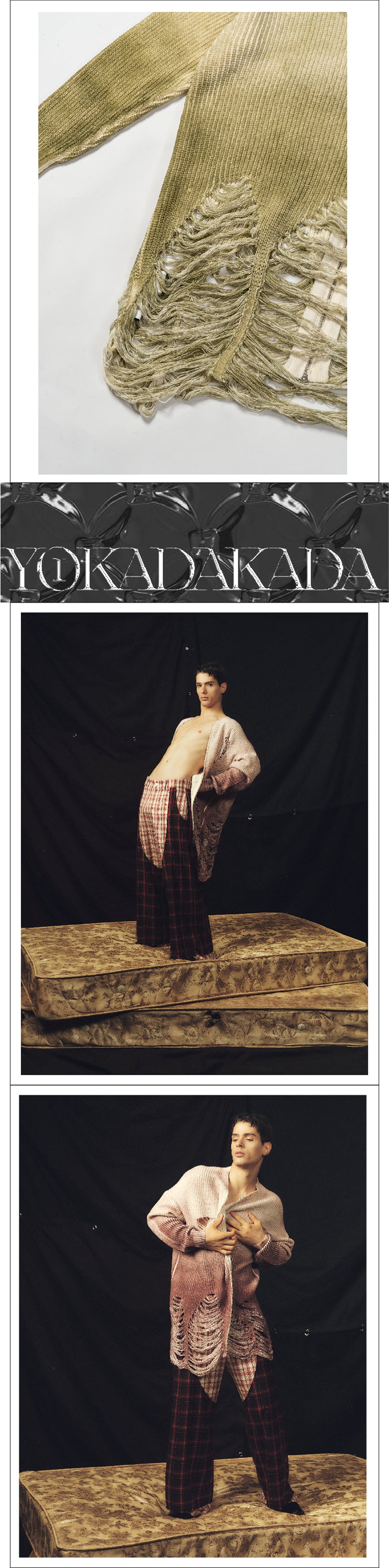 Gradient two-color ripped sweater