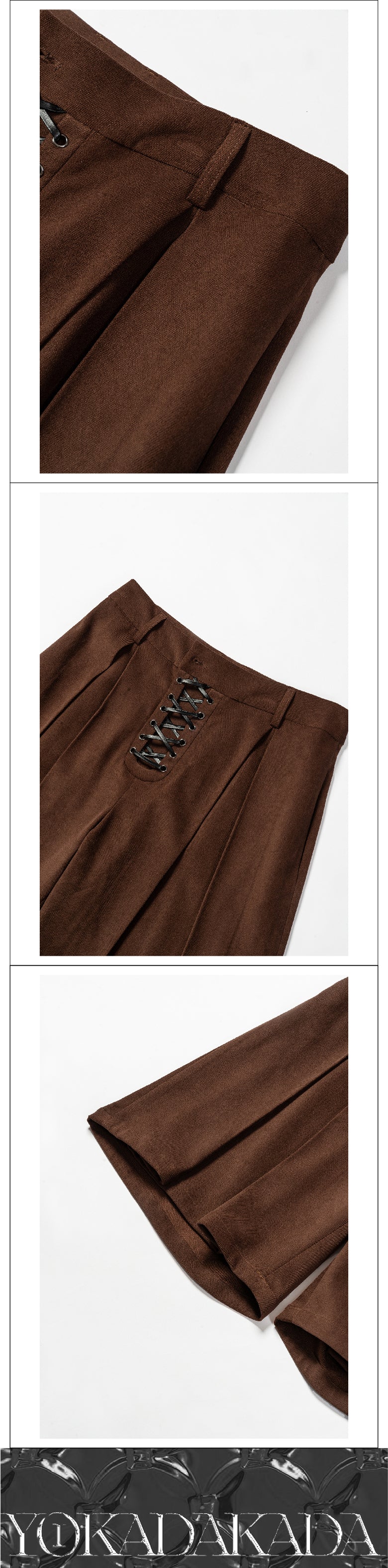 Belt decoration drawstring brown suit set