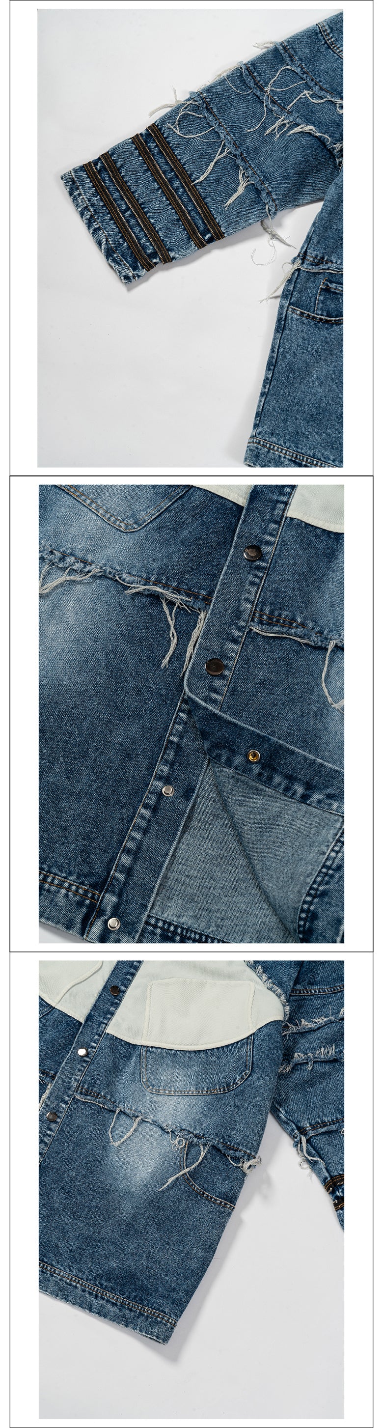 Edge stacked wide denim jacket