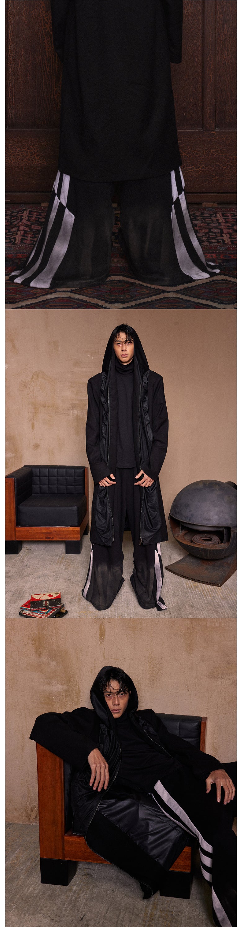 Two tone printed wide leg sports pants