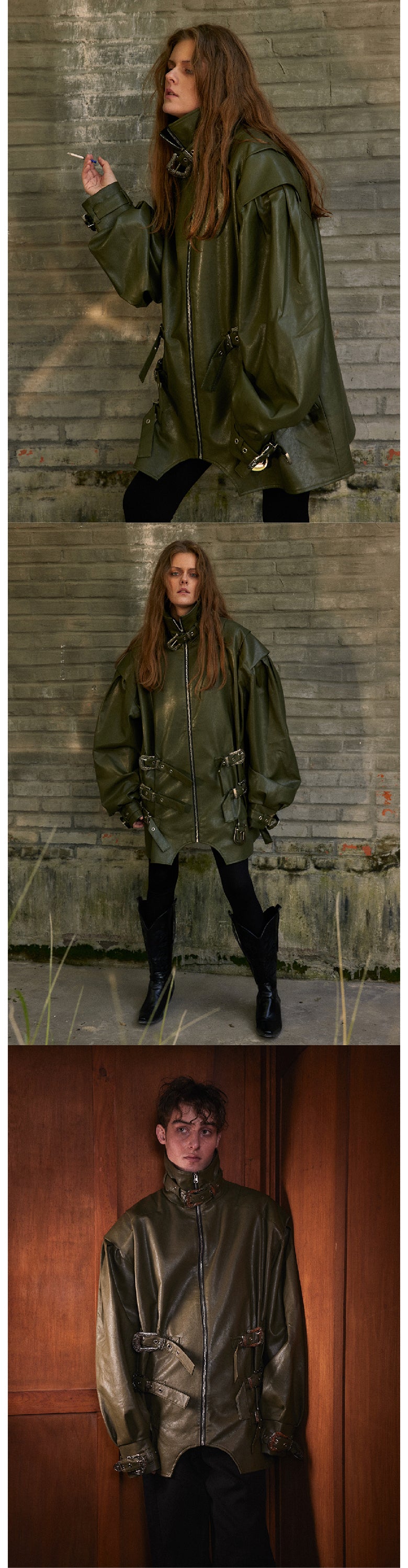 Vintage leather jacket with silhouette