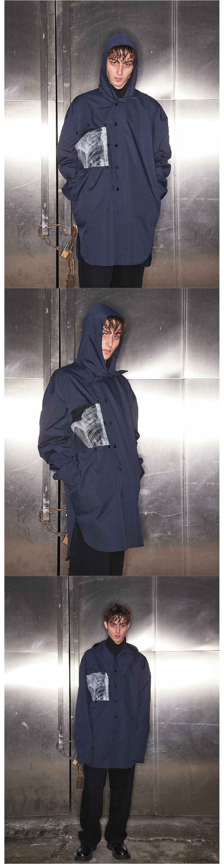 Silhouette hooded scarf shirt