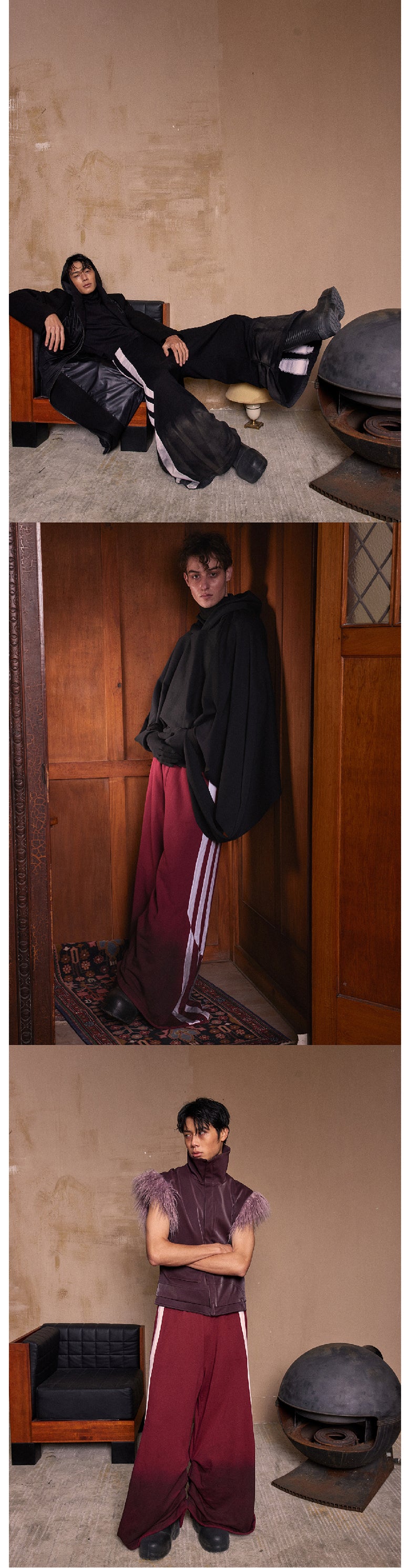 Two tone printed wide leg sports pants