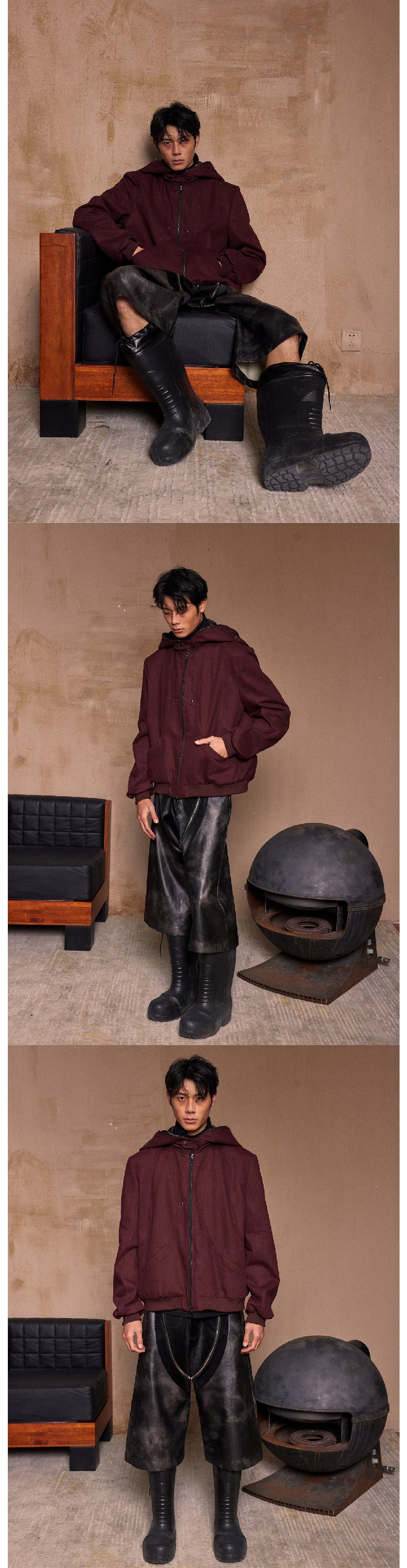 Dark red perforated jacket