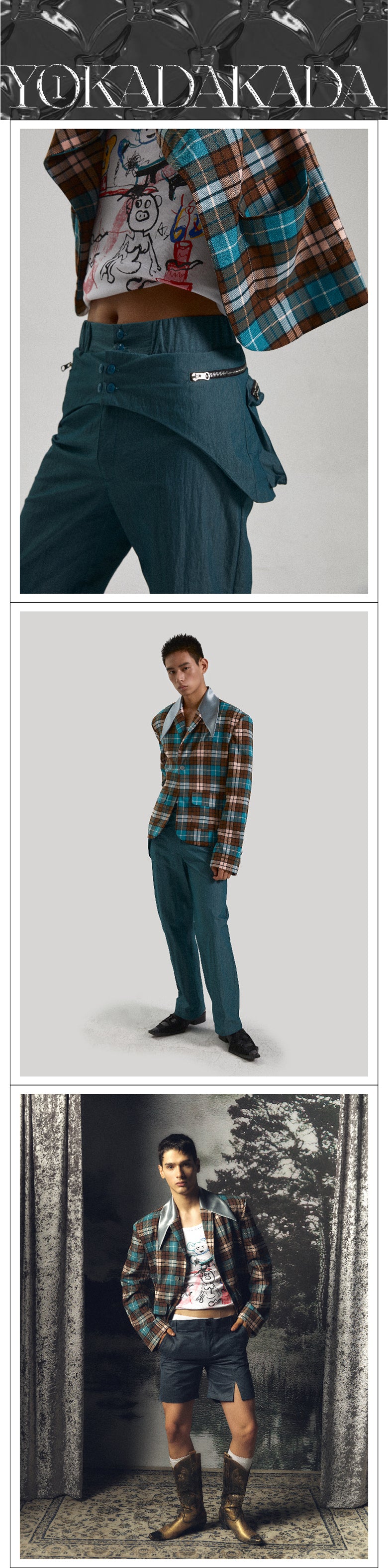 Bright retro checkered suit