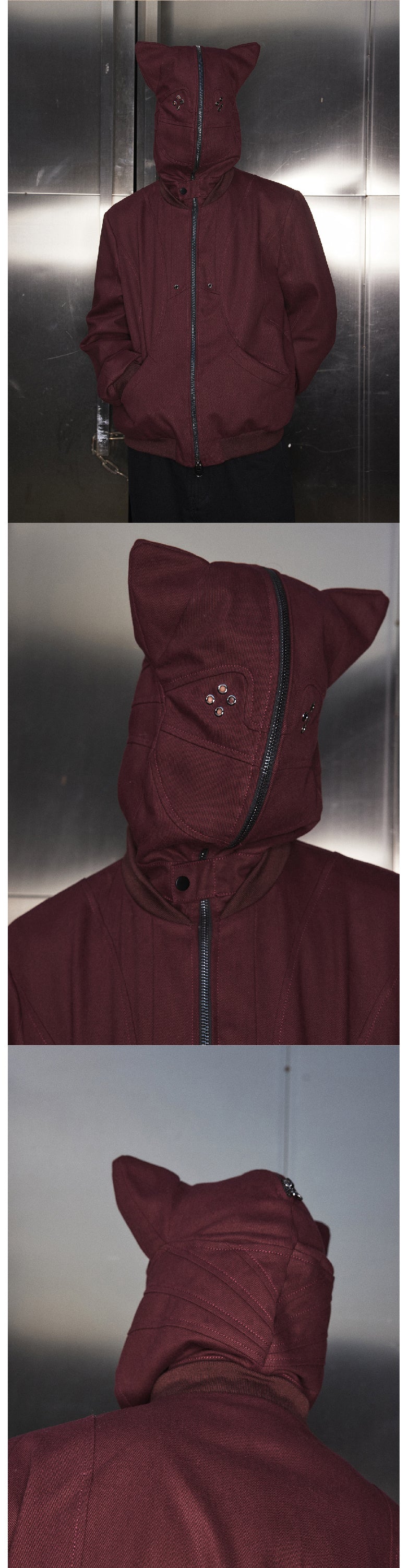 Dark red perforated jacket