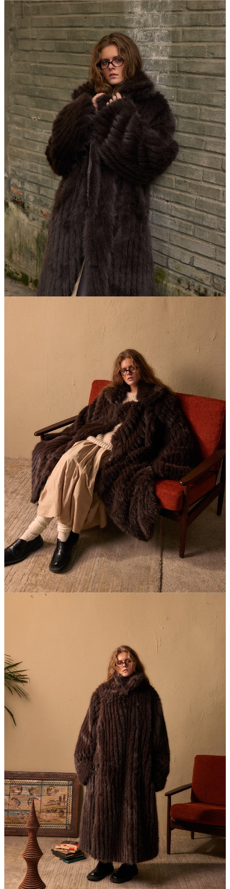 Deep brown long eco-friendly coat