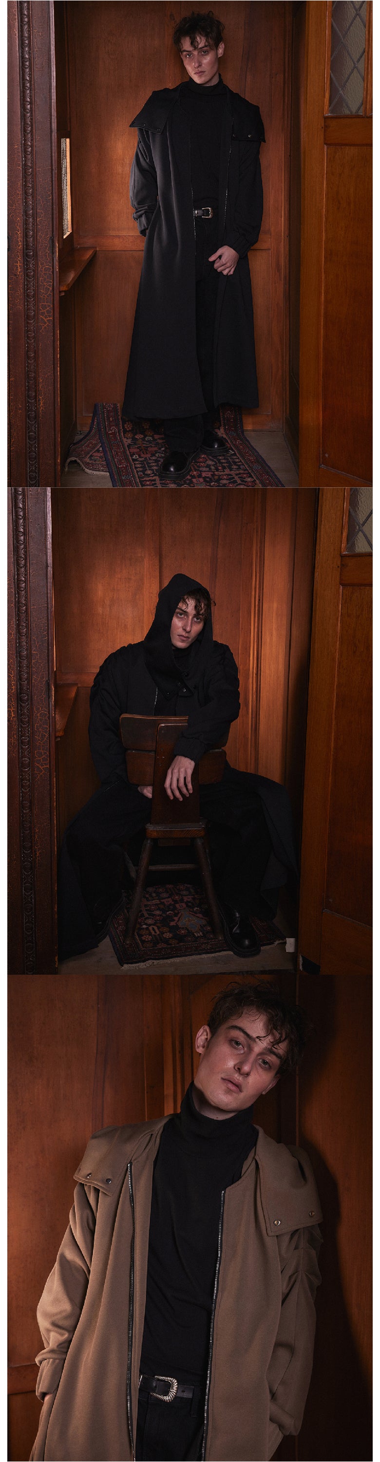 Hooded cloak pleated long windbreaker