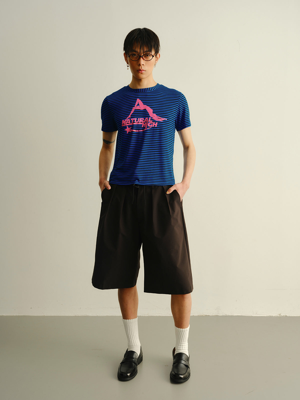 Blue striped natural T-shirt