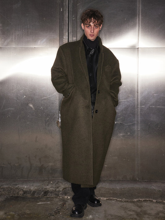 Wool wool oversized long jacket