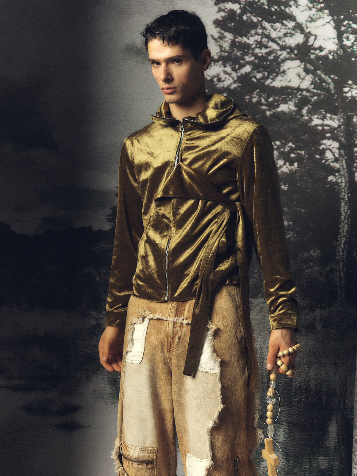 Golden strap angel hoodie