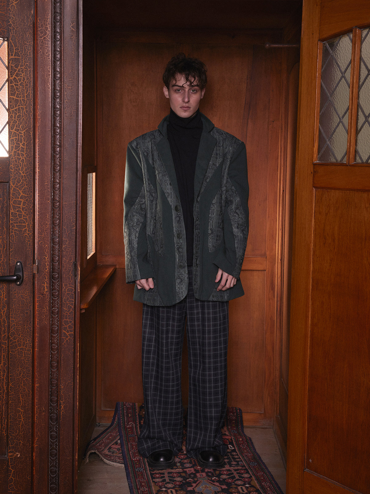 Dark green lace patchwork suit