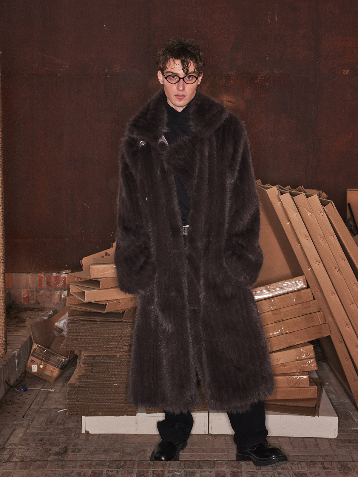 Deep brown long eco-friendly coat