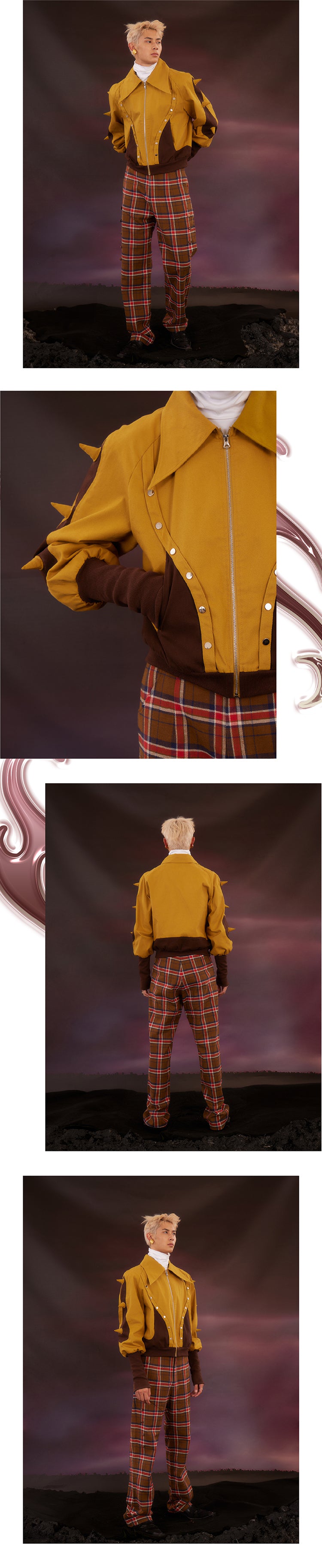 Yellow patchwork short jacket