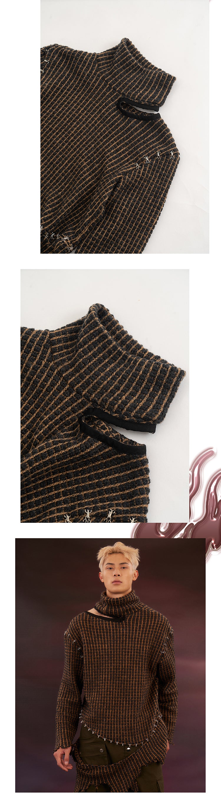 Split edge hook silhouette sweater