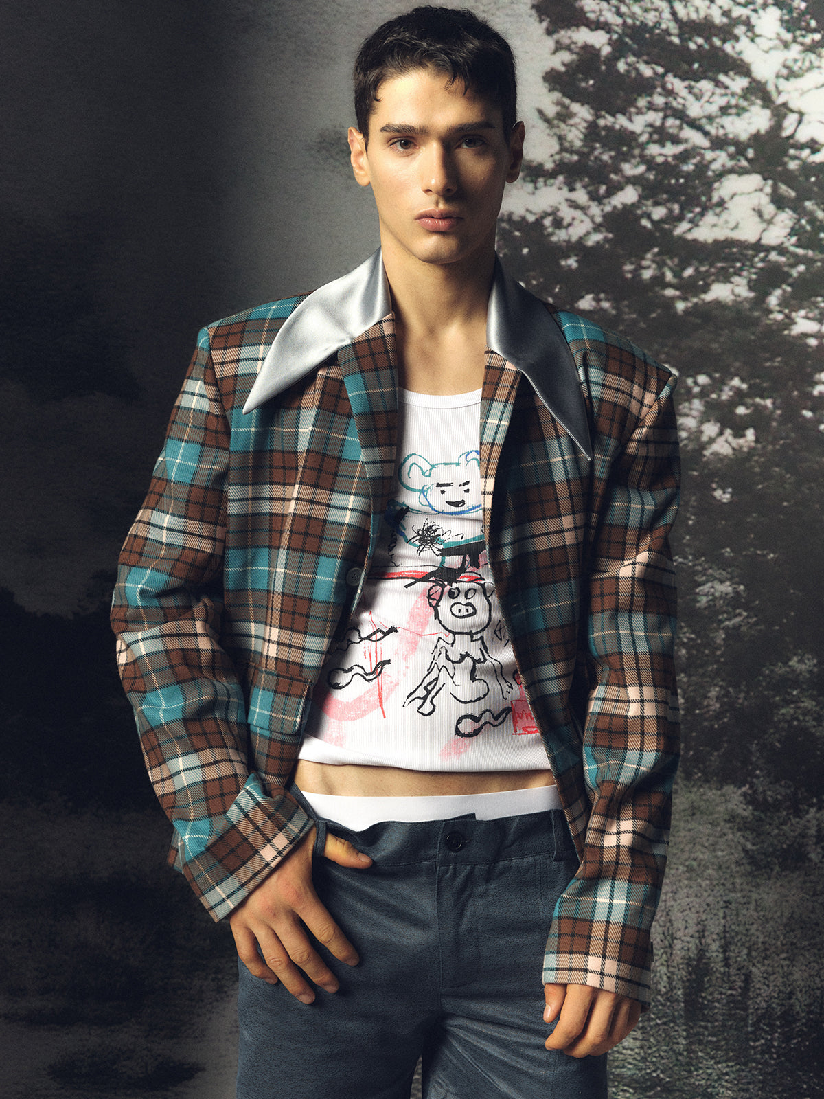 Bright retro checkered suit