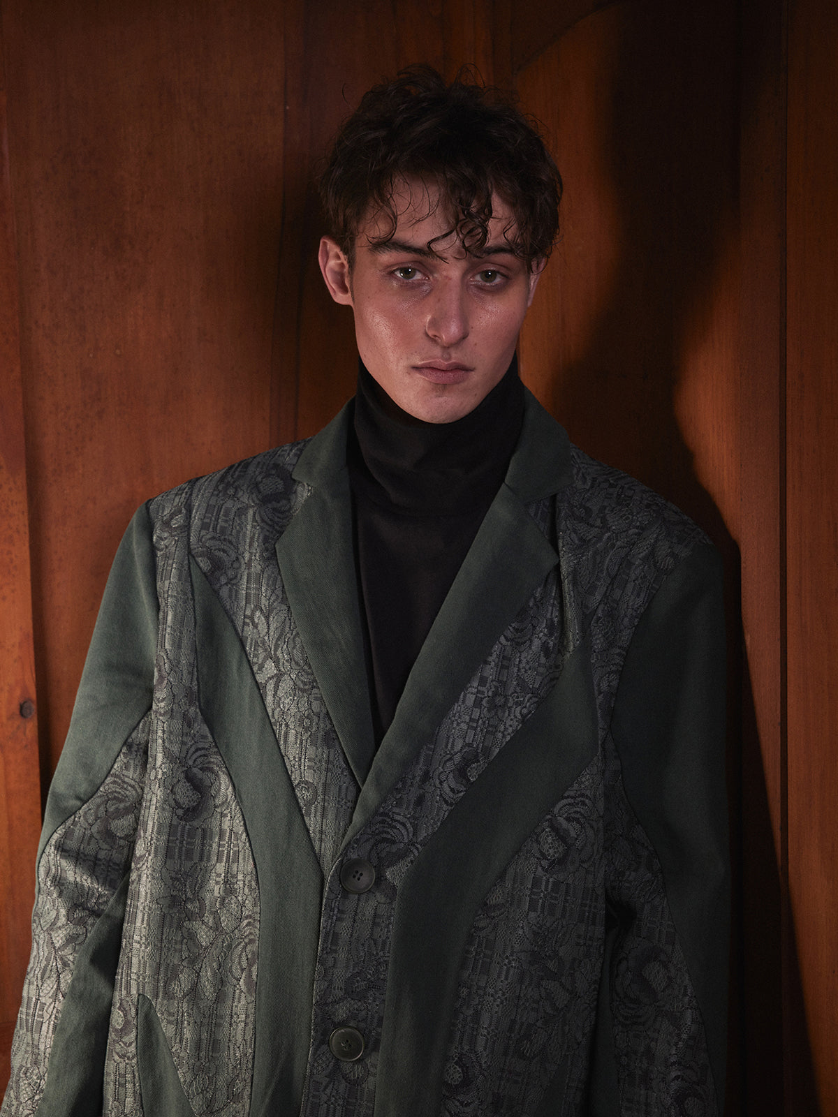 Dark green lace patchwork suit