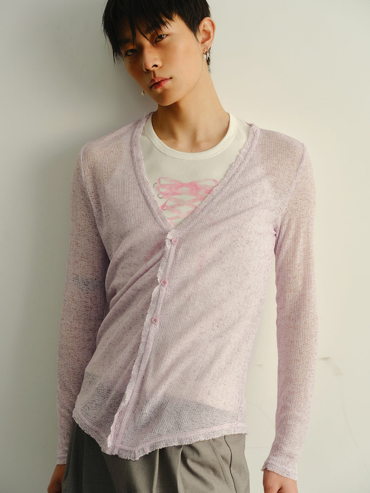 Hollow knit cardigan