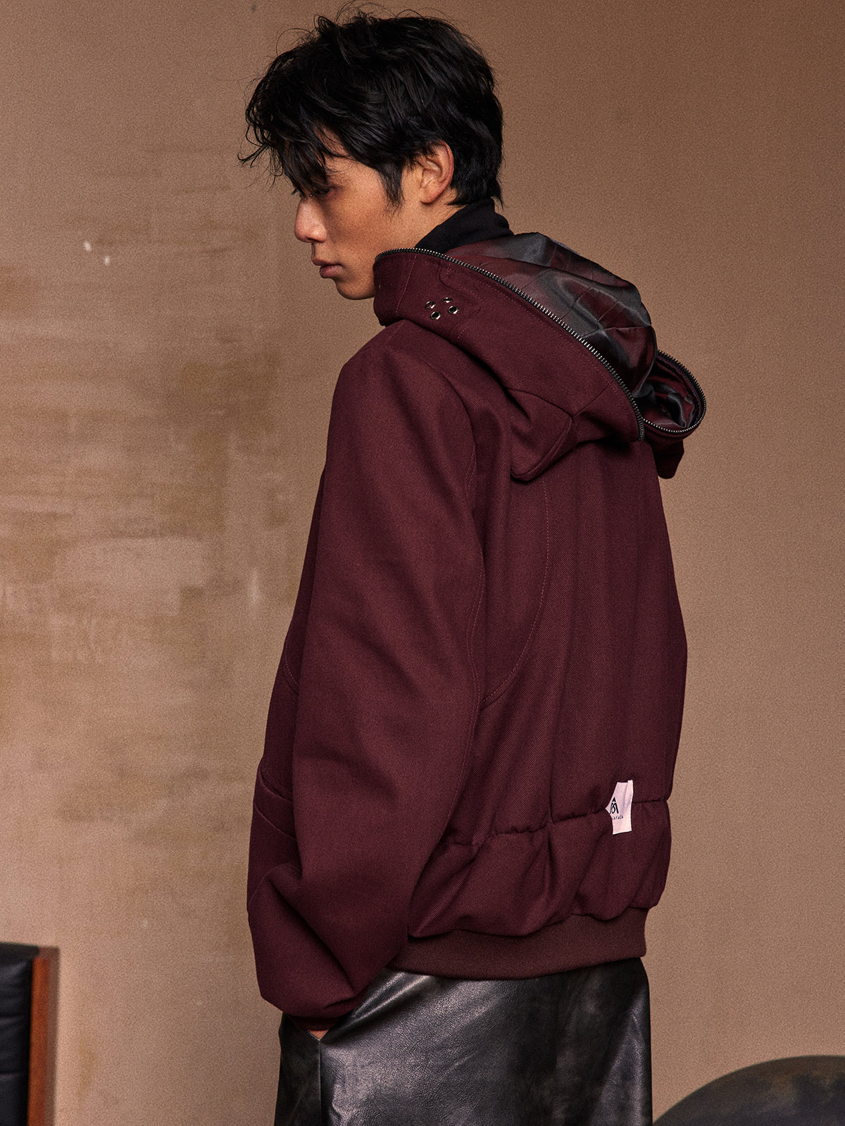 Dark red perforated jacket