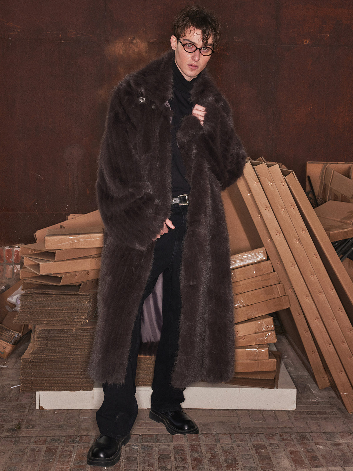 Deep brown long eco-friendly coat