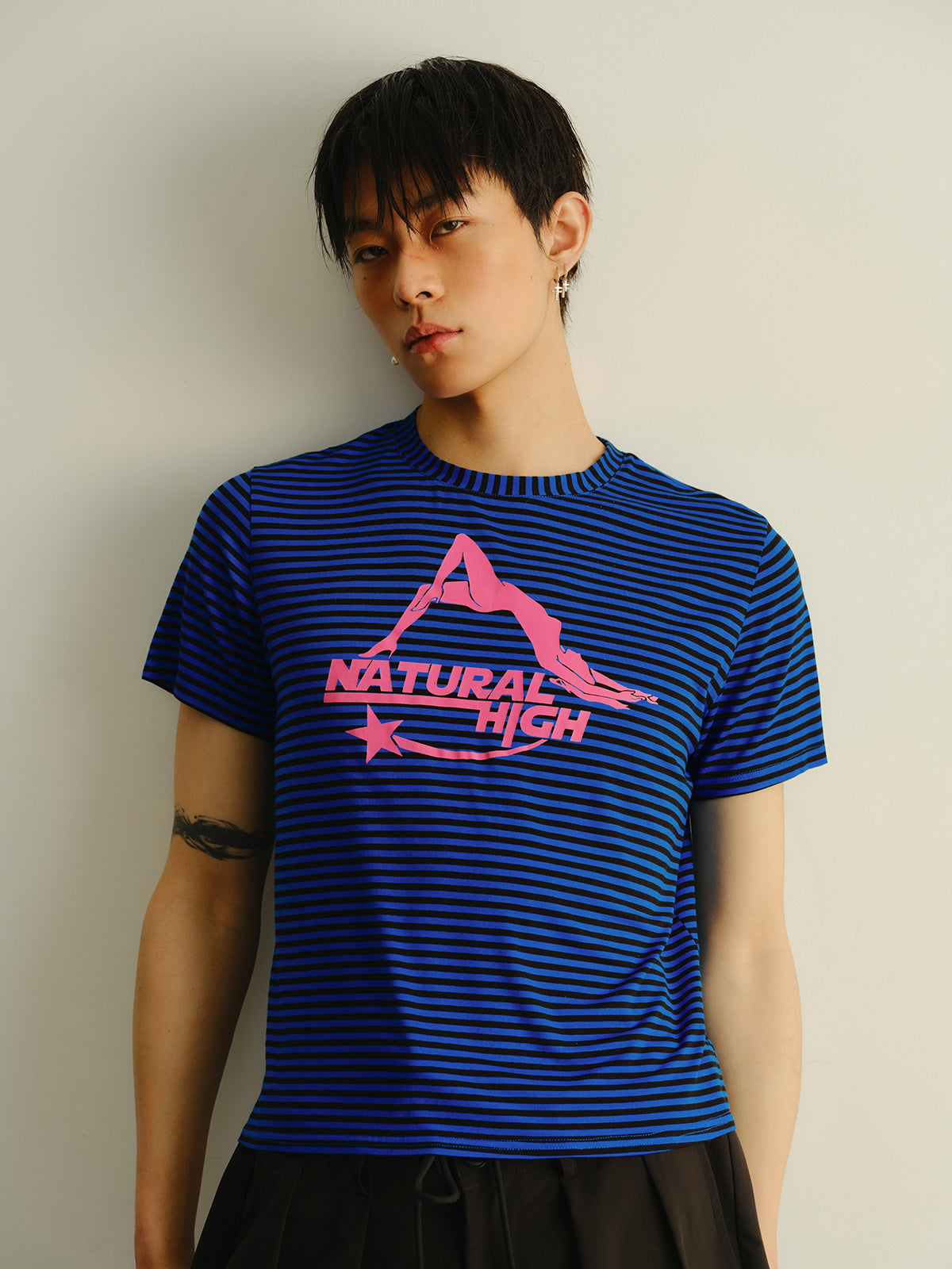 Blue striped natural T-shirt